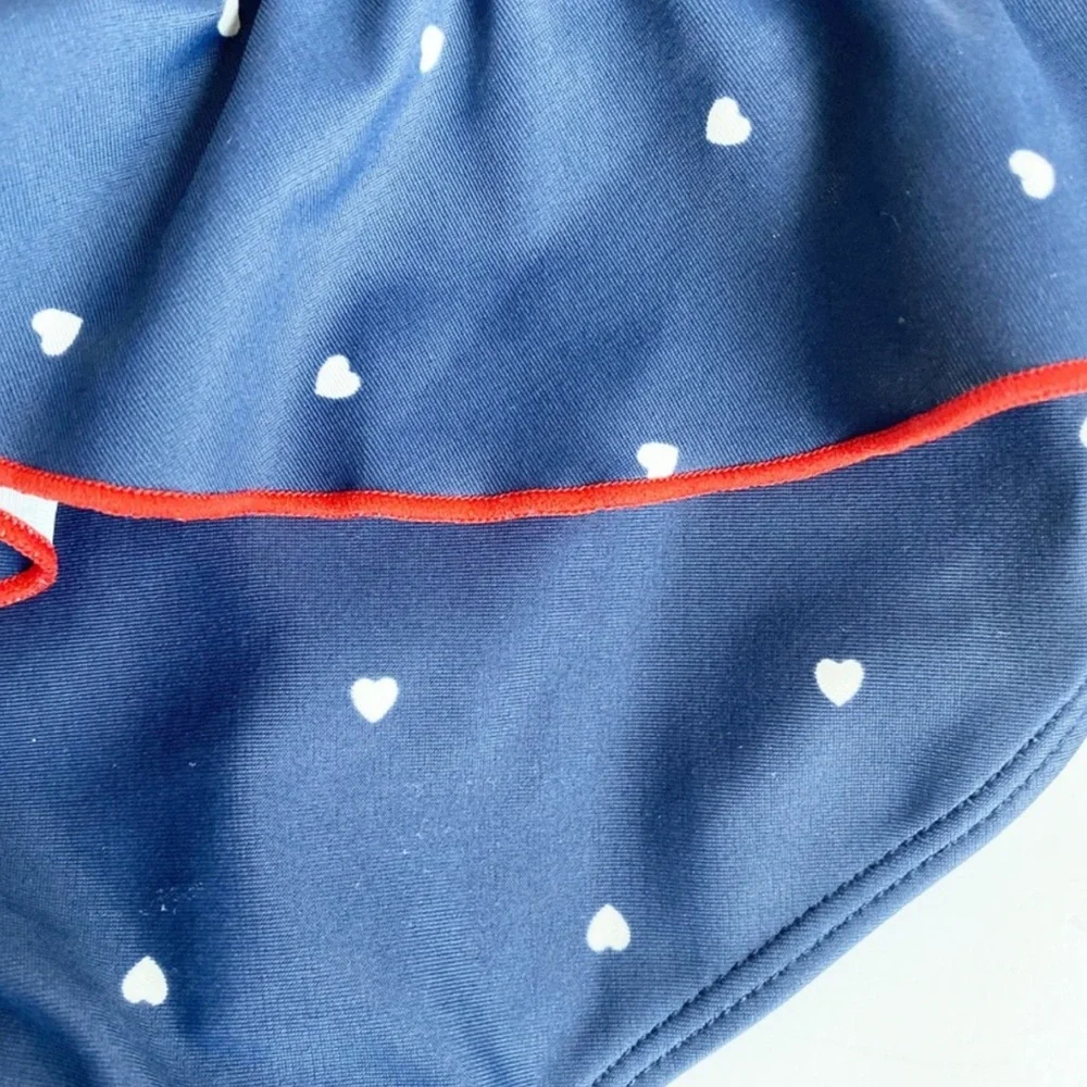 Carter's Navy Blue/ White Heart Dots Ruffle One Piece Swimsuit